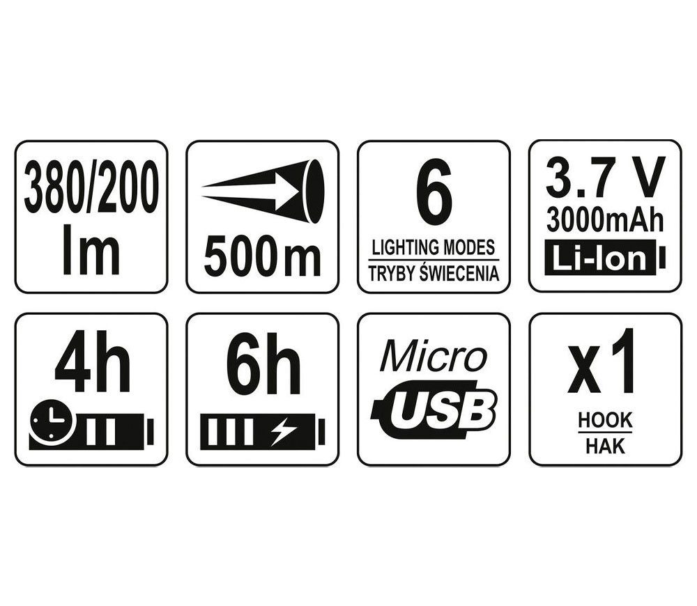 Lanternă construcții cu acumulator YATO YT08547 380lm 3.7V 3Ah-10