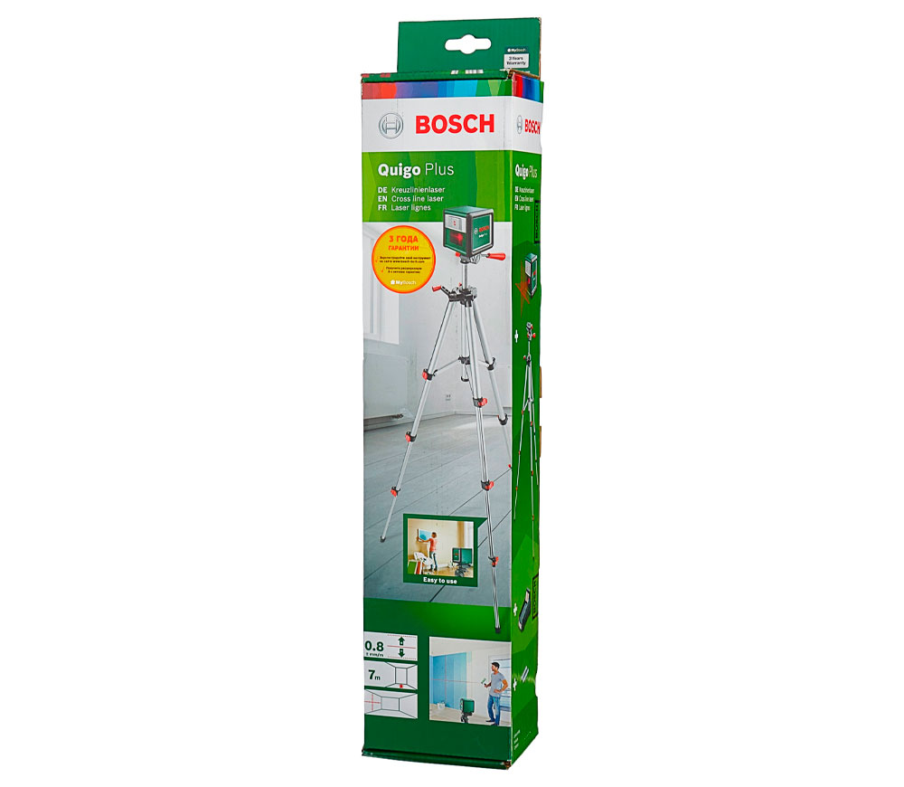 Лазерный уровень BOSCH Quigo Plus 2луча 10m-10