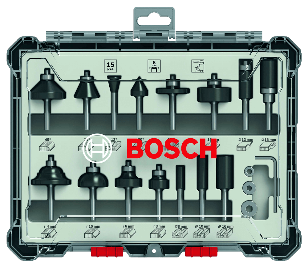 Set 15 freze pe lemn Bosch 2607017471 Ø6 mm