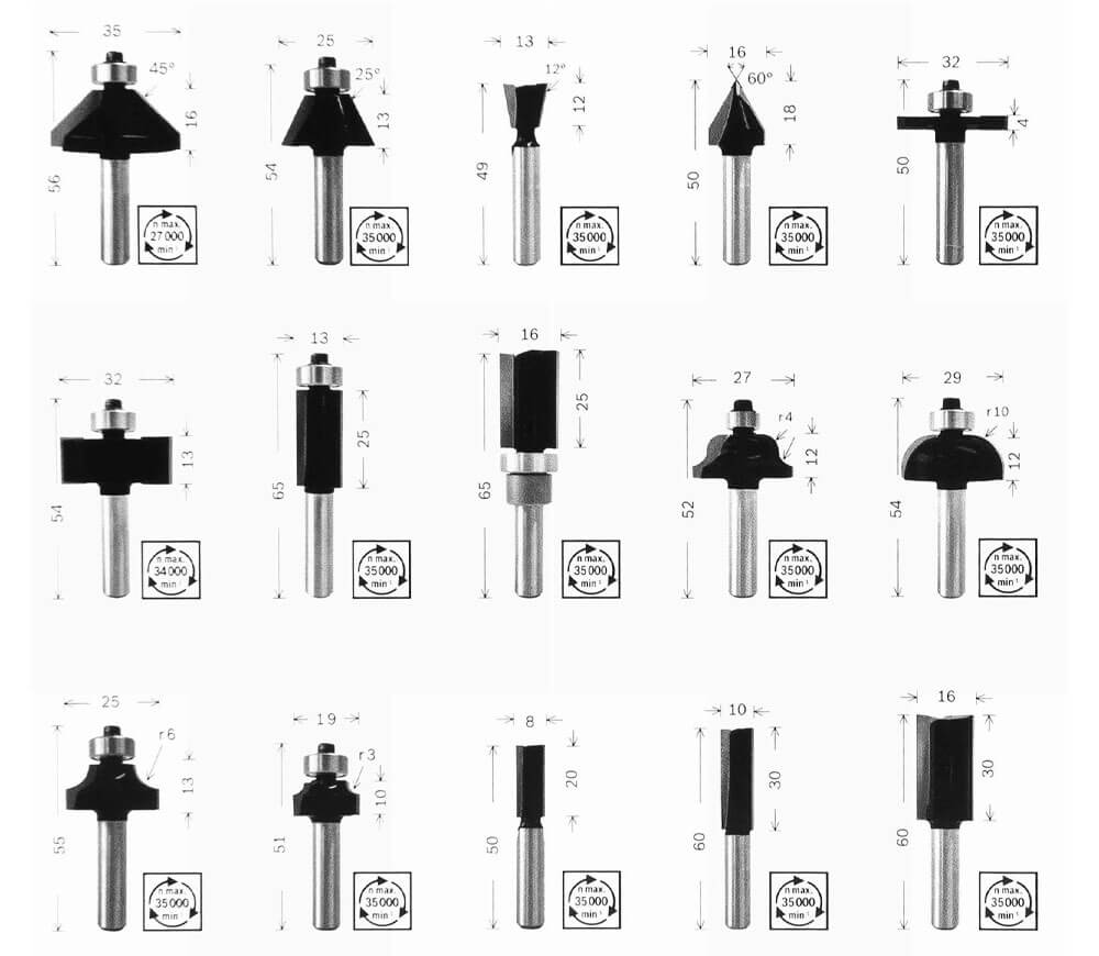 Set 15 freze pe lemn Bosch 2607017472 Ø8 mm-2