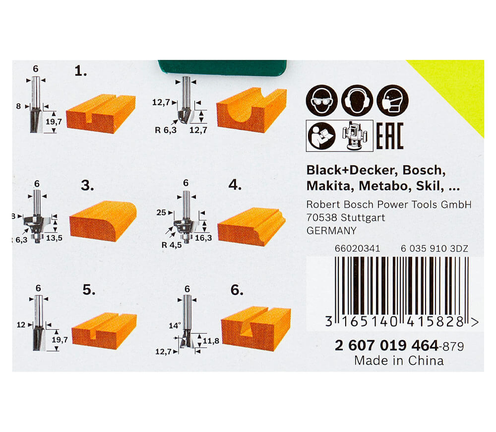 Set 6 freze pe lemn Bosch 2607019464 Ø6 mm-4