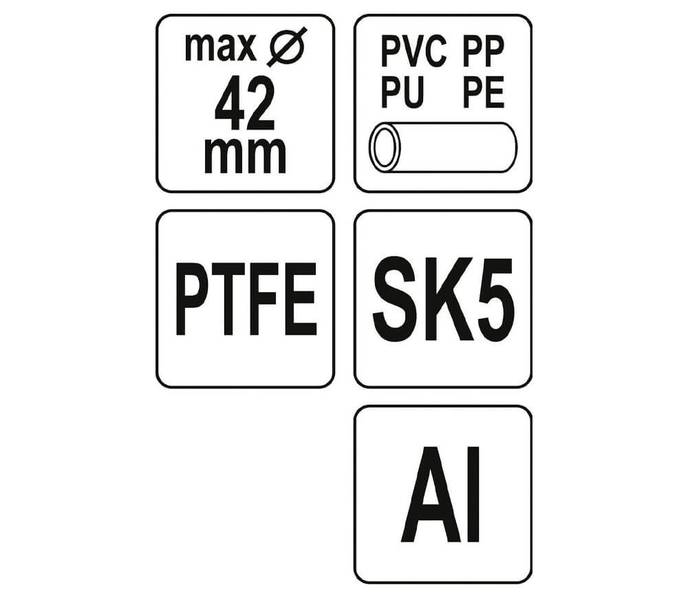 Clești de tăiat țevi PVC YATO YT22271 0-42mm-5