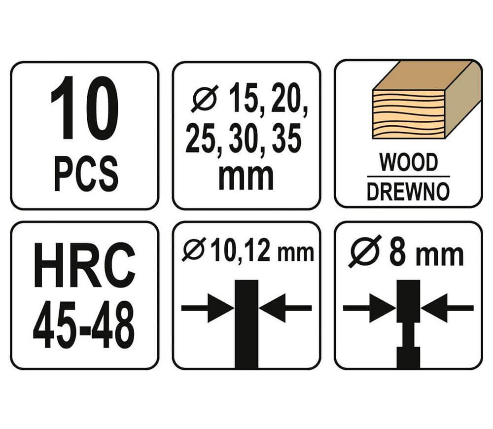 Set 10 freze pe lemn YATO  YT33837 Ø8 mm-7