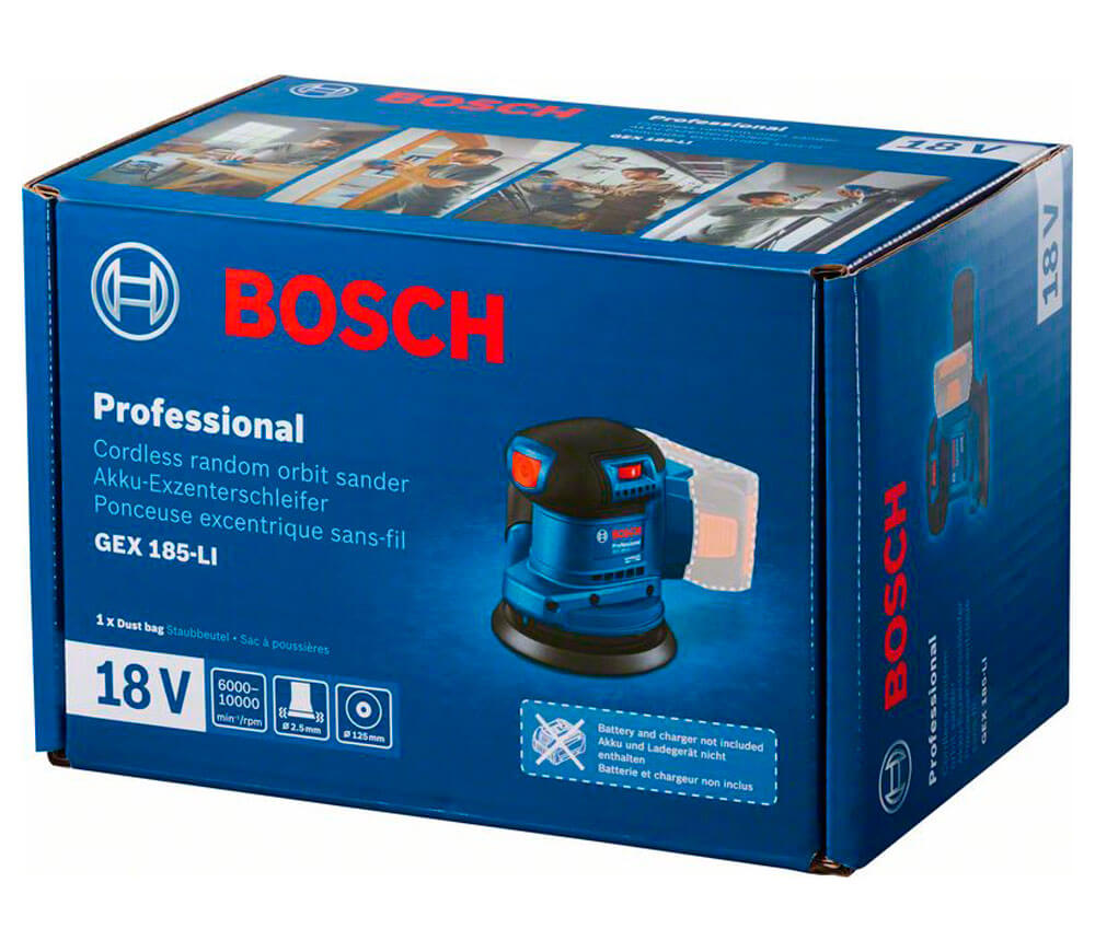 Mașină de șlefuit excentrică fără fir (fără bat) BOSCH GEX 185-LI 125mm 18V-8