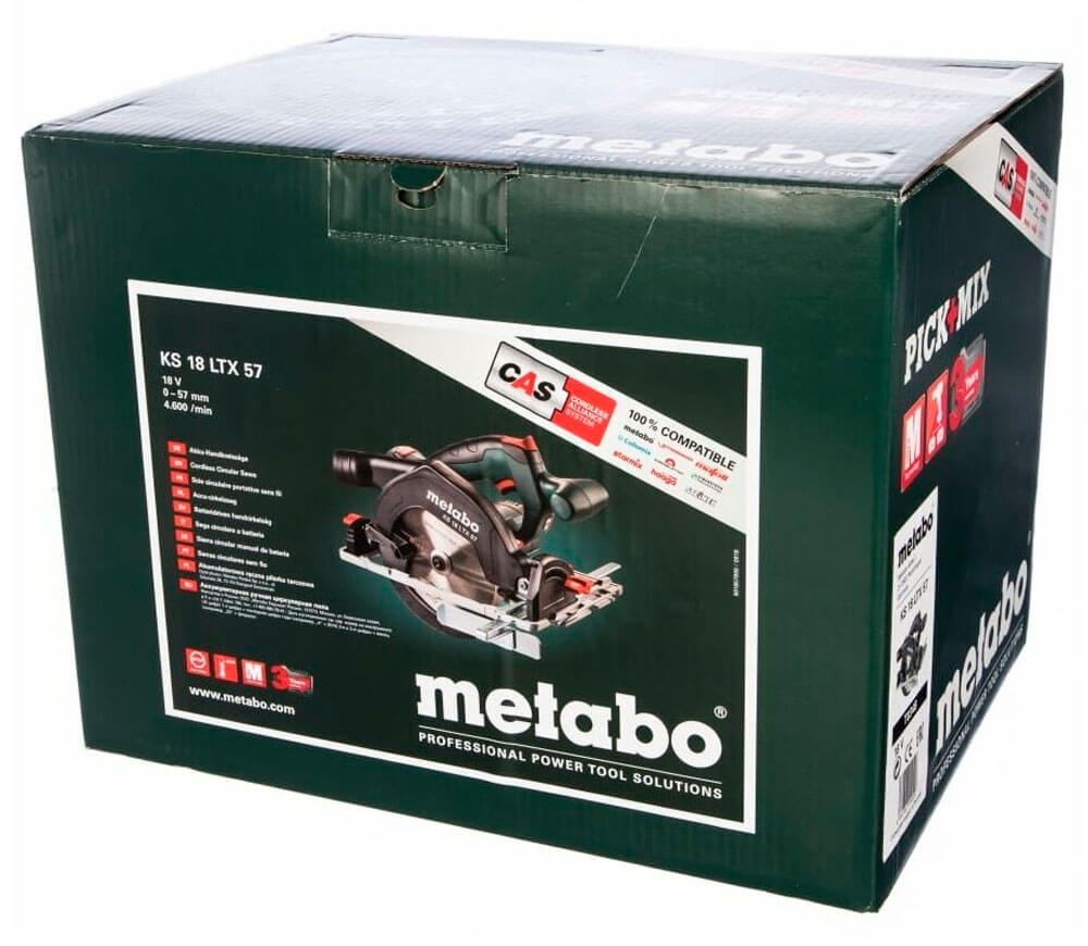 Дисковая пила аккумуляторная (без аккумуляторов) METABO KS18 LTX57 165мм 18В-9
