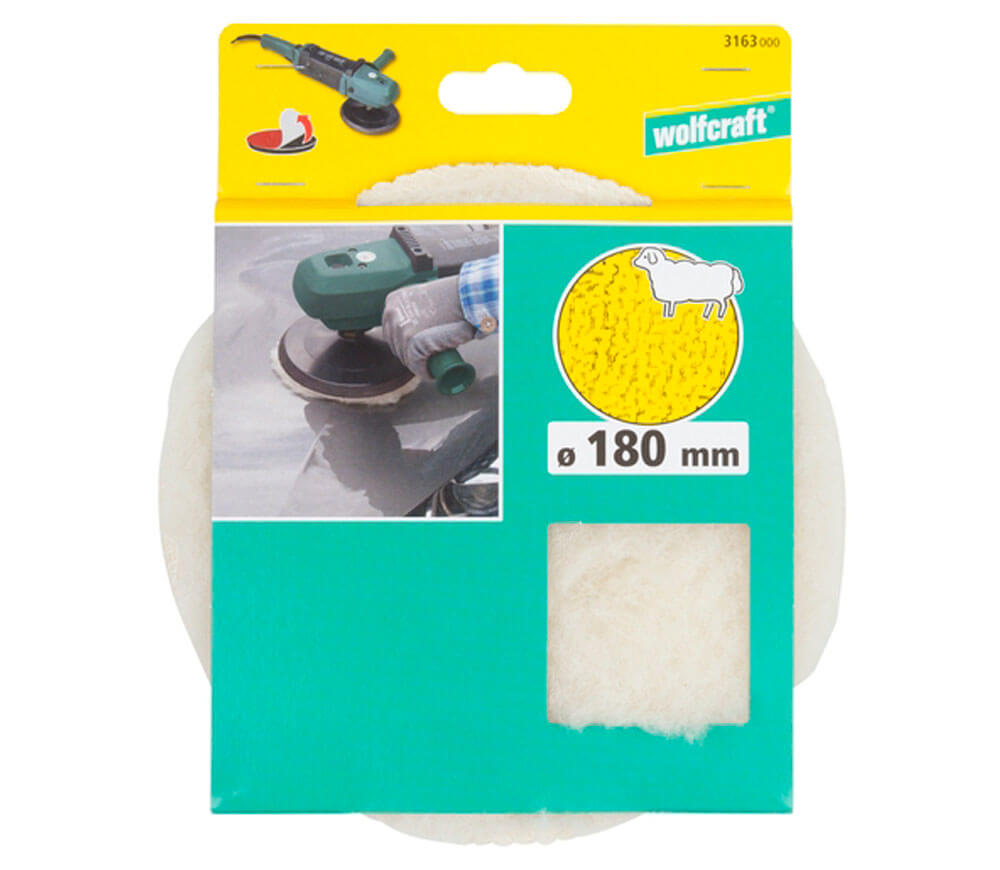 Calotă de lustruit din fibră de vată de miel Wolfcraft 3163000 180mm-3