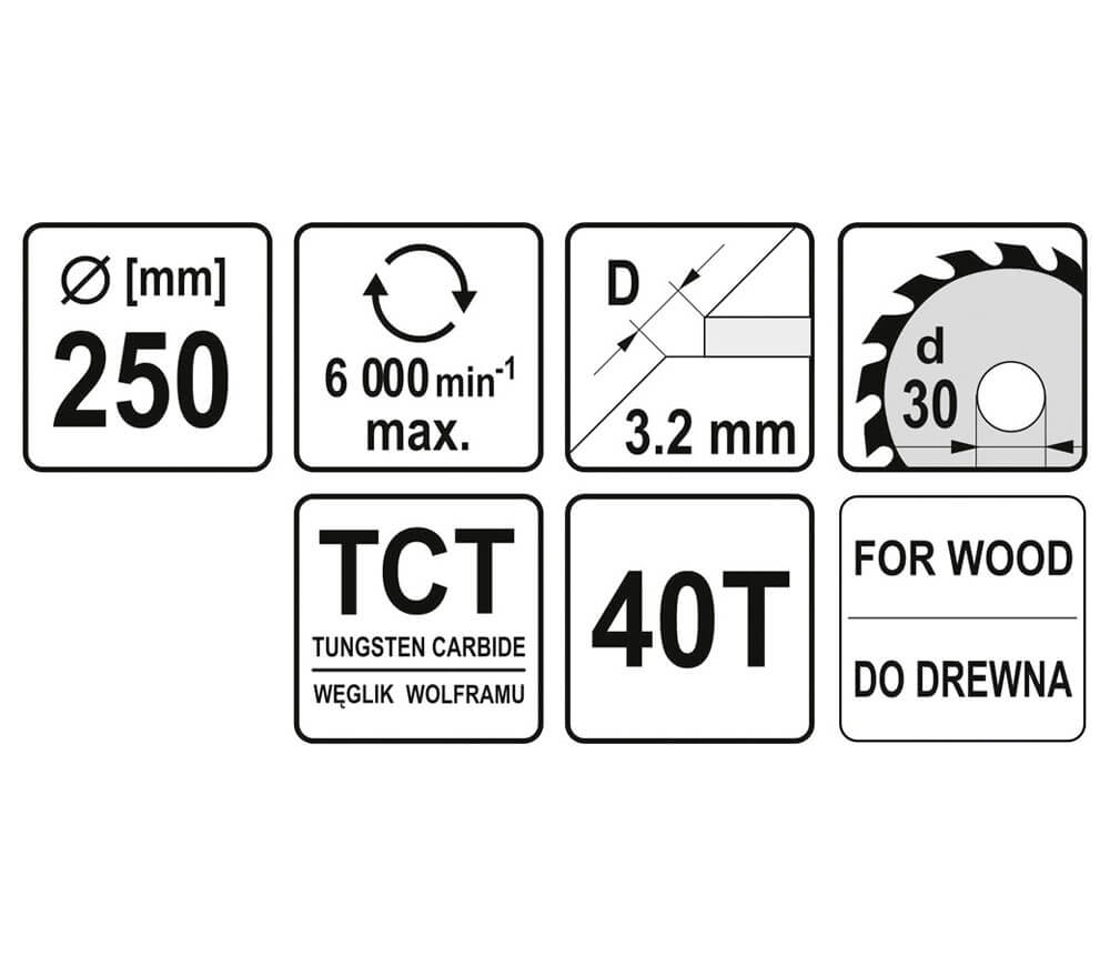Disc pentru fierastrau electric YATO YT6071 250mm 40T-3