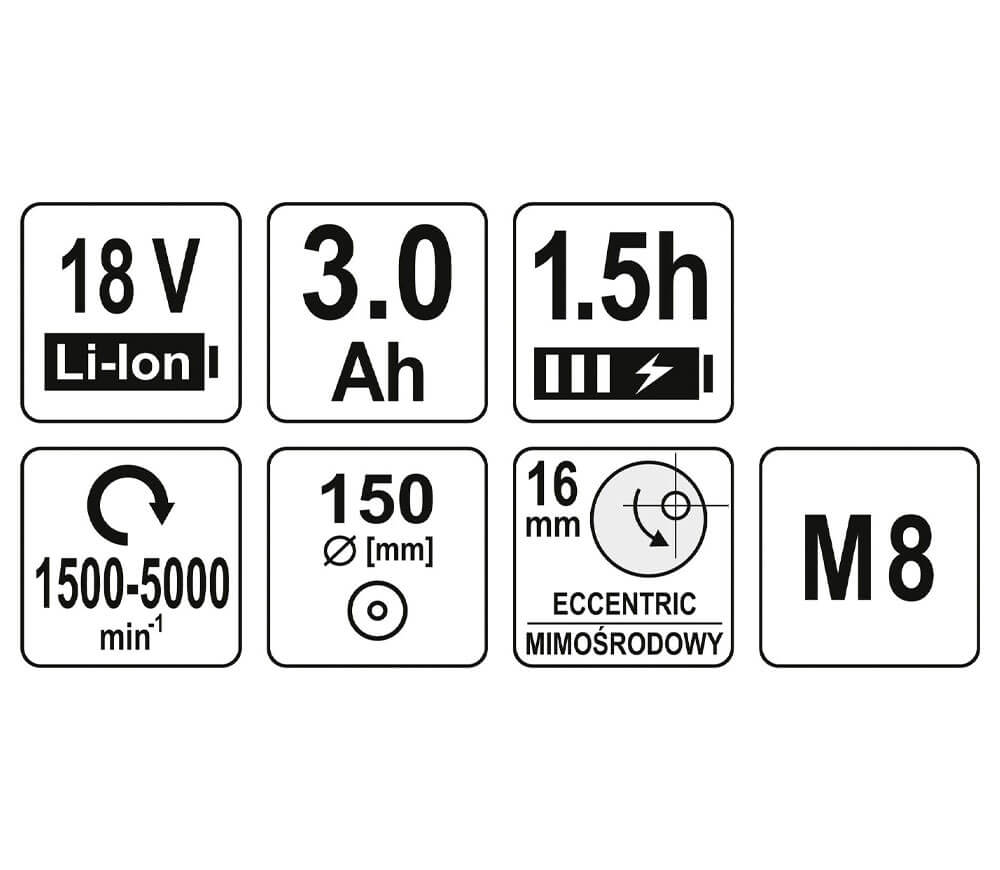 Mașină de polișat fără fir YATO YT82920 150mm 18V 3Ah-8
