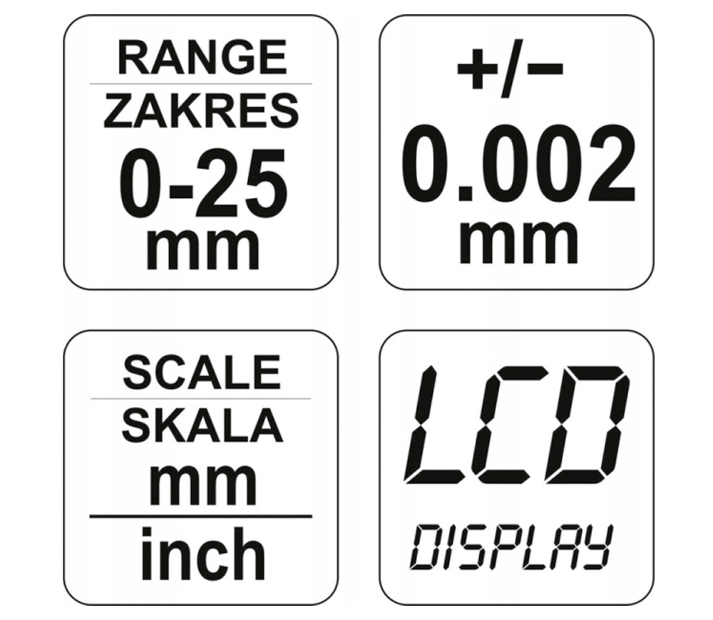 Микрометр электронный YATO YT72305 0-25мм Метал/Пластик-6