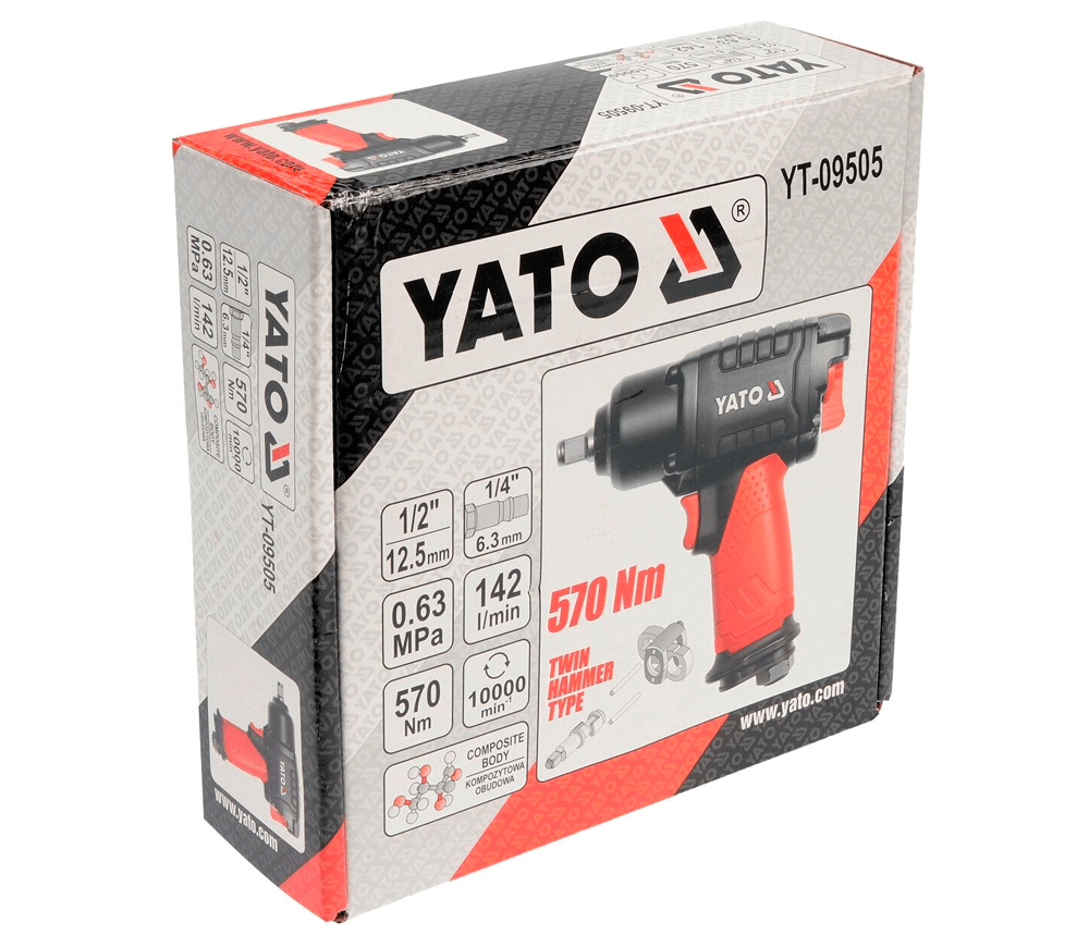 Mașină de înșurubat cu impact pneumatică YATO YT09505 570Nm 10000rot/min-4