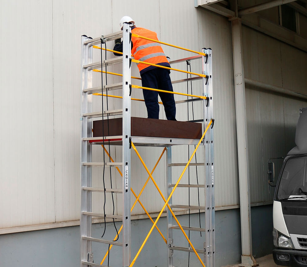 Turn mobil pentru lucrări de construcţie şi montaj CAGSAN S006 XL 6.52m aluminiu-9