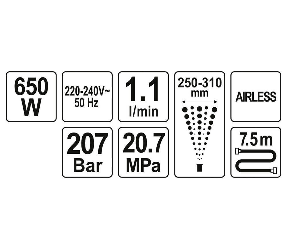 Aparat de vopsit YATO YT82560 650w 207bar-6