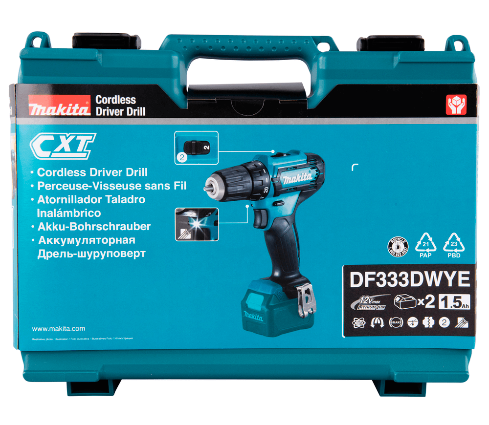 Шуруповерт аккумуляторный MAKITA DF333DWYE 12В 1.5Ач-11
