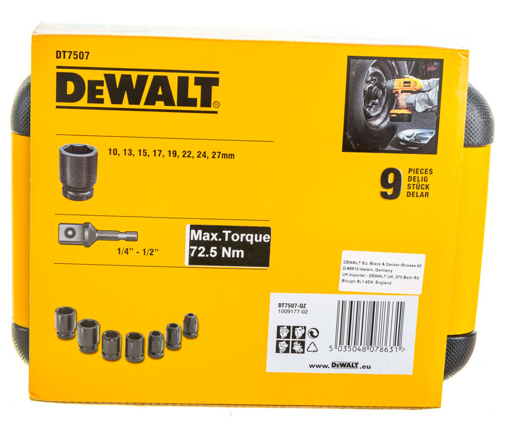 Set 9 duze tubulare de impact DEWALT DT7507 10-27mm-7