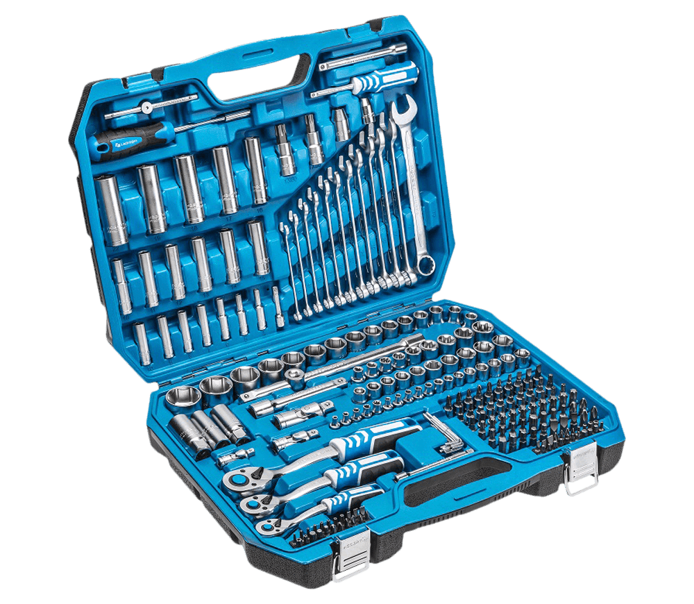 Set chei combinate, duze tubulare și biți HOEGERT HT1R444 222unit. 4-32mm 1/2-1/4-3/8"