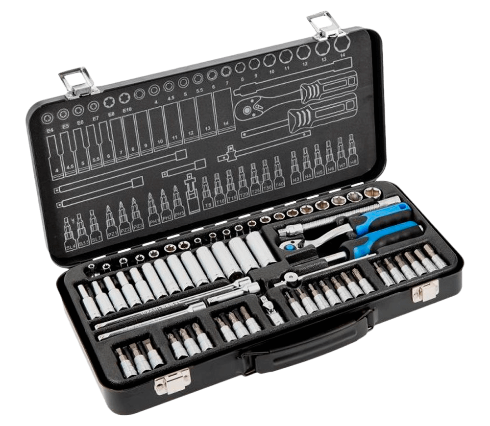 Set 63 duze tubulare și biți HOEGERT HT1R486 4-14mm