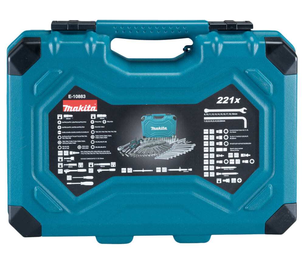 Set chei combinate, tubulare și biți MAKITA E-10883 221unit. 4-32mm 1/2-1/4"-7