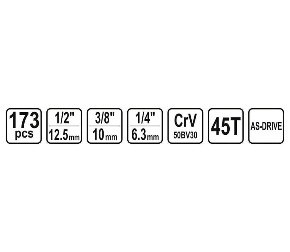 Set 173 duze tubulare și biți STHOR STH58688 4-32mm-7