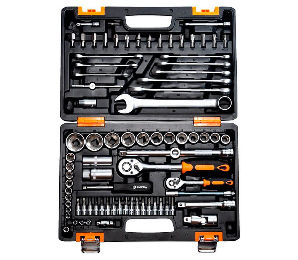 Set chei combinate, duze tubulare și biți VIHRI 73673 82unit. 4-32mm 1/2-1/4"-2