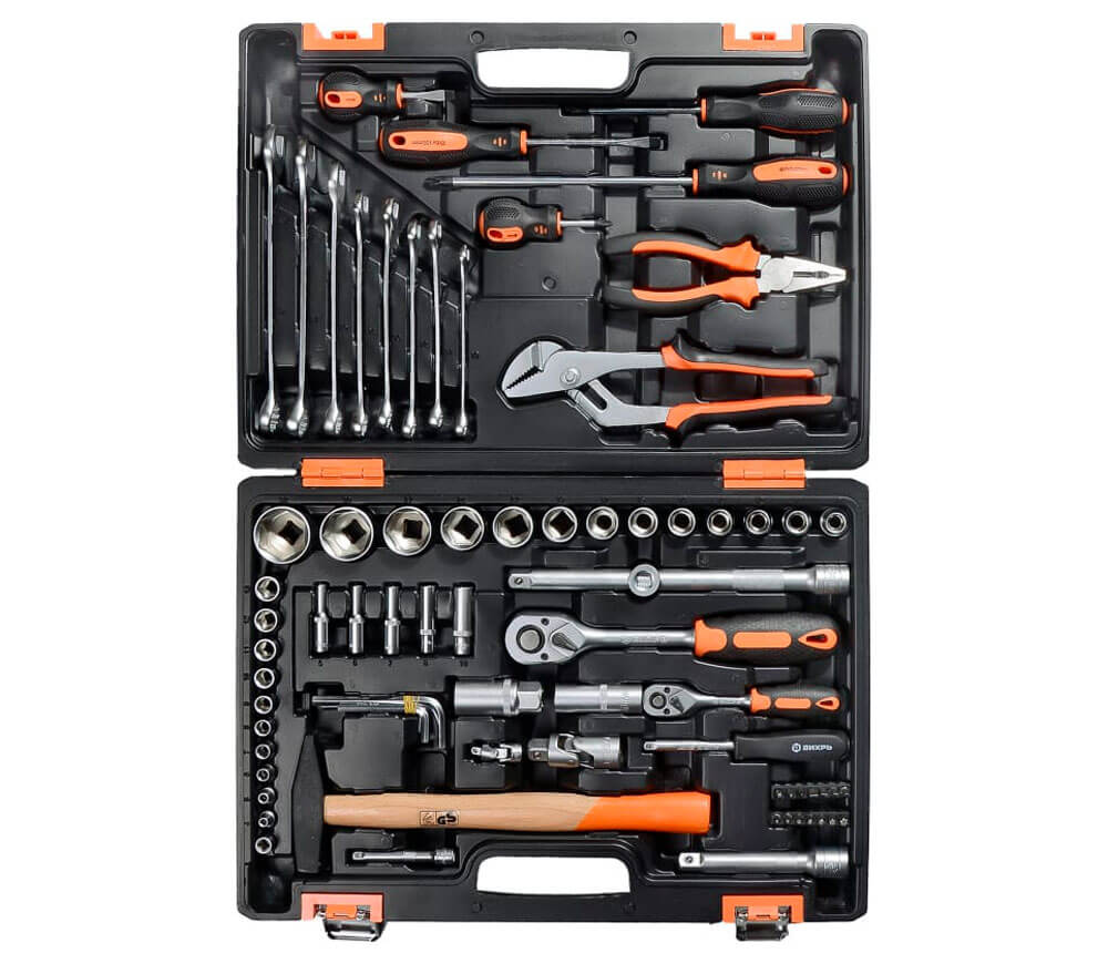 Set chei combinate, duze tubulare și biți VIHRI 73674 76unit. 4-32mm 1/2-1/4"-2