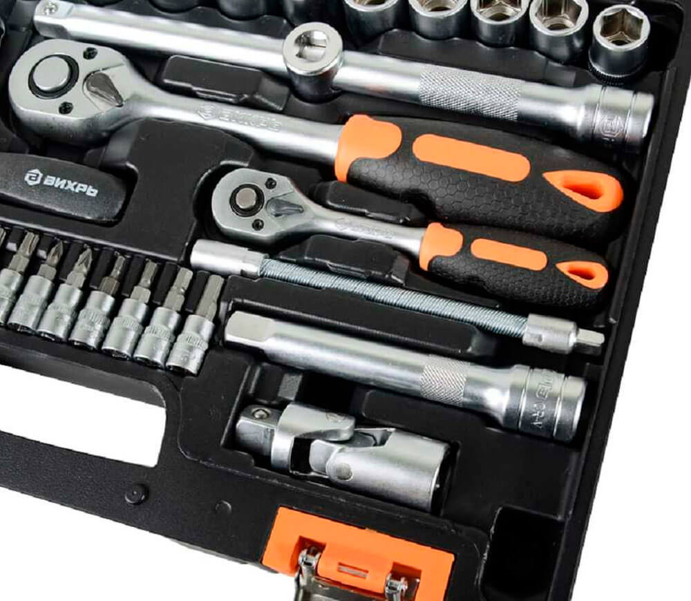 Set chei combinate, duze tubulare și biți VIHRI 73676 82unit. 4-32mm 1/2-1/4"-2