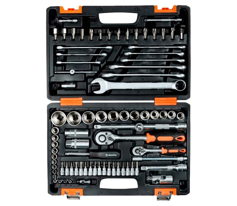 Set chei combinate, duze tubulare și biți VIHRI 73676 82unit. 4-32mm 1/2-1/4"