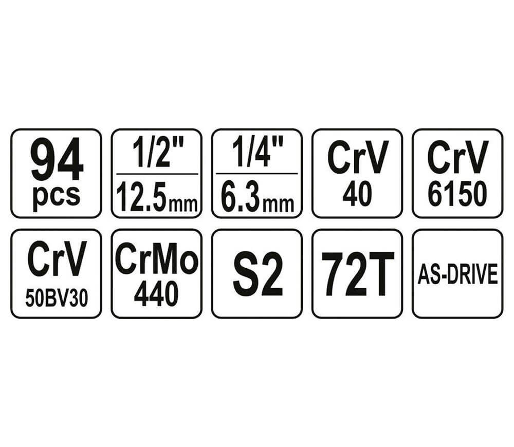 Set 94 duze tubulare și biți YATO YT12681 10-32mm-5