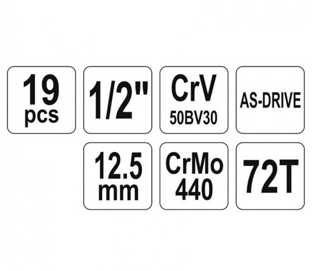 Набор 19 головки торцевые YATO YT38681 8-32мм-5