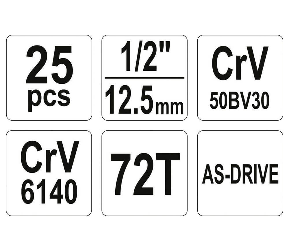 Set 25 duze tubulare YATO YT38741 10-32mm-5