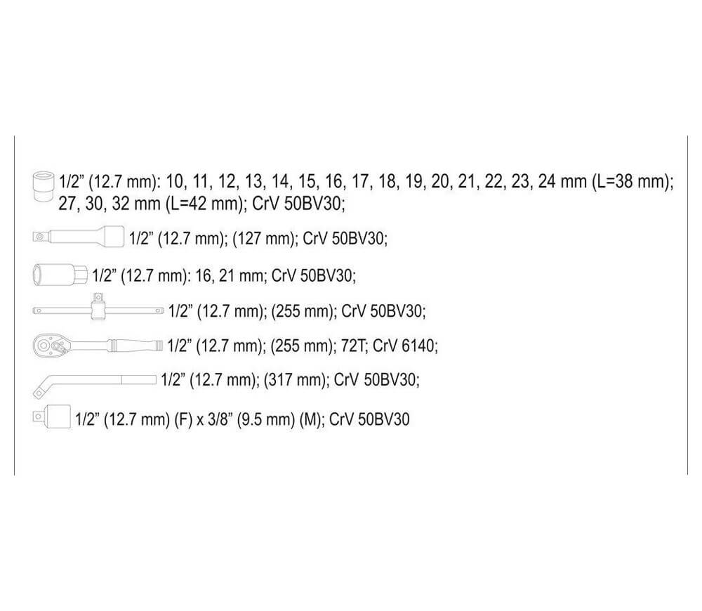 Set 25 duze tubulare YATO YT38741 10-32mm-6