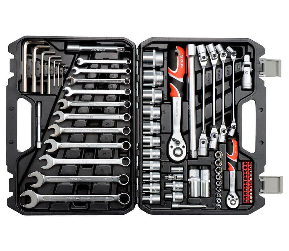 Set chei combinate, duze tubulare și biți YATO YT38781 77unit. 4-32mm 1/2-1/4"-2