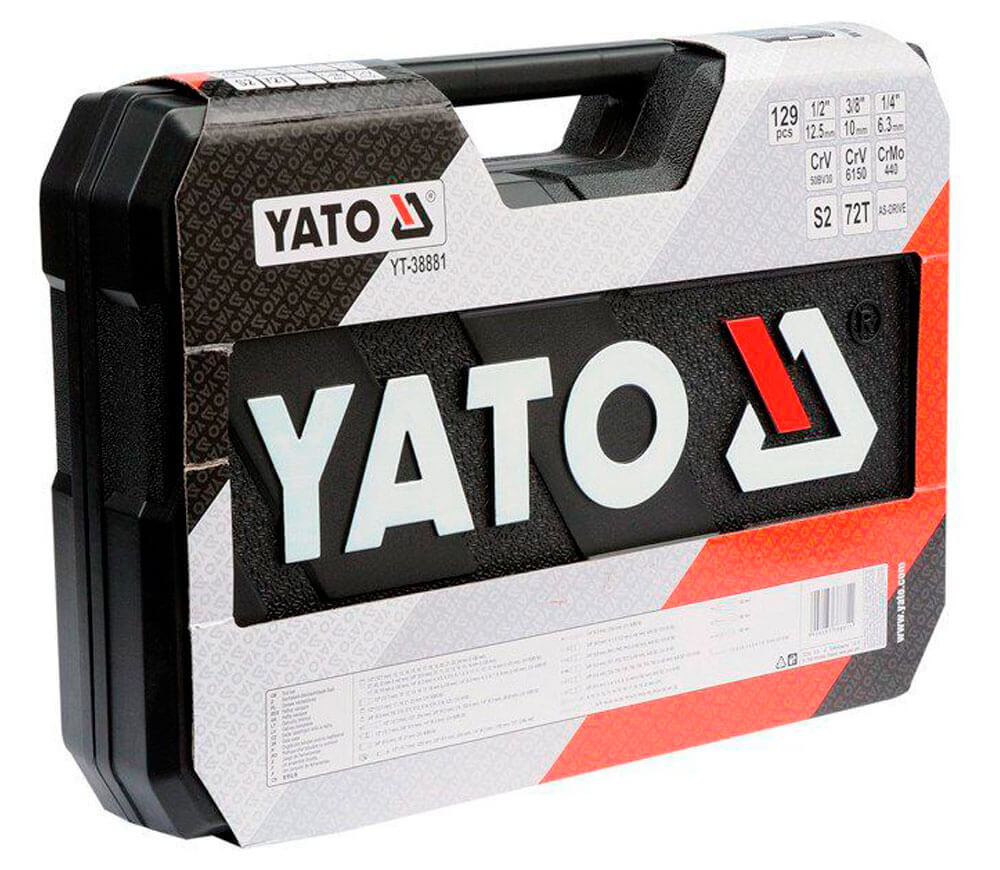 Набор комбинированных ключей, торцевые головки и бит YATO YT38881 129шт. 4-32мм 1/2-1/4-3/8"-3