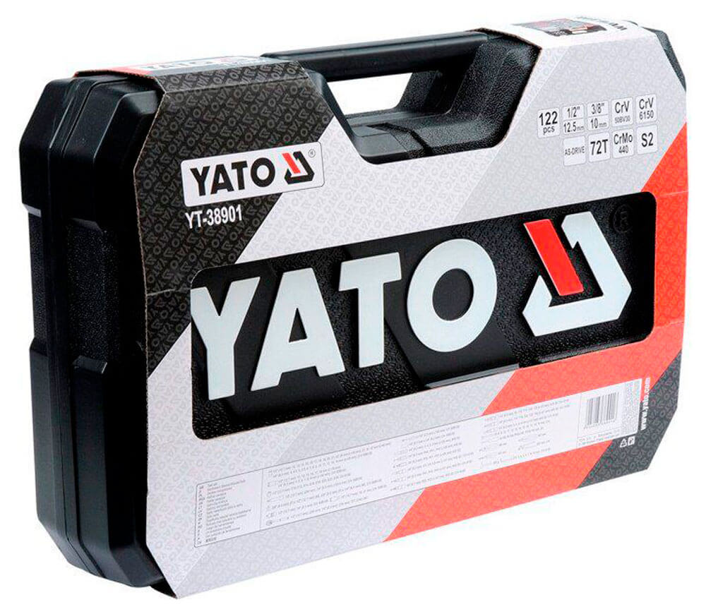 Set chei combinate, duze tubulare și biți YATO YT38901 122unit. 4-32mm 1/2-1/4"-3