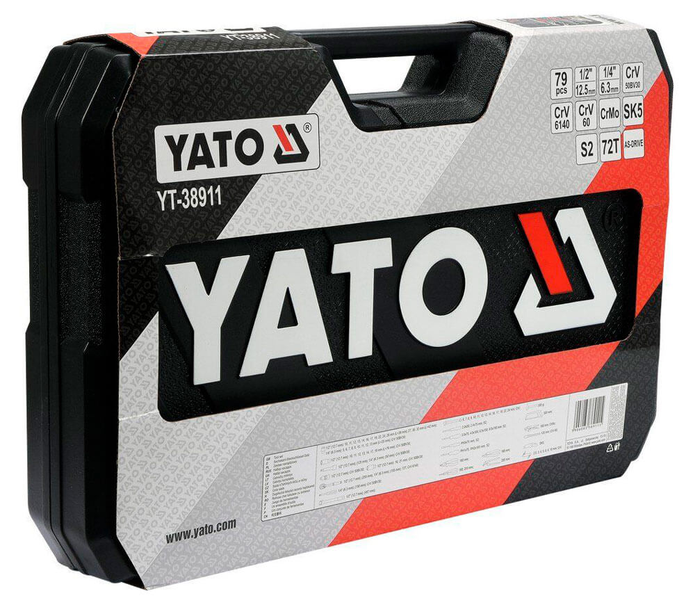 Набор комбинированных ключей, торцевые головки и бит YATO YT38911 79шт. 4-32мм 1/2-1/4"-3