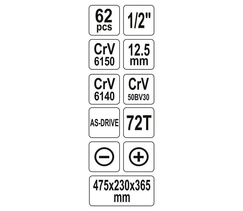 Set scule manuale YATO YT3895 62unit.-9