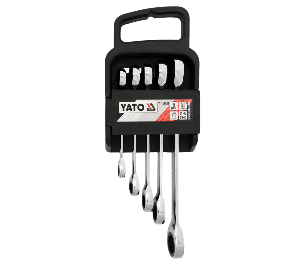 Set 5 chei inelare bilaterale cu clichet YATO YT5038 8-19mm