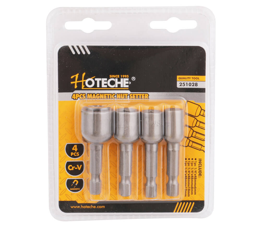 Set 4 biți cu cap tubular HOTECHE 251028 6/8/10/12 mm-2