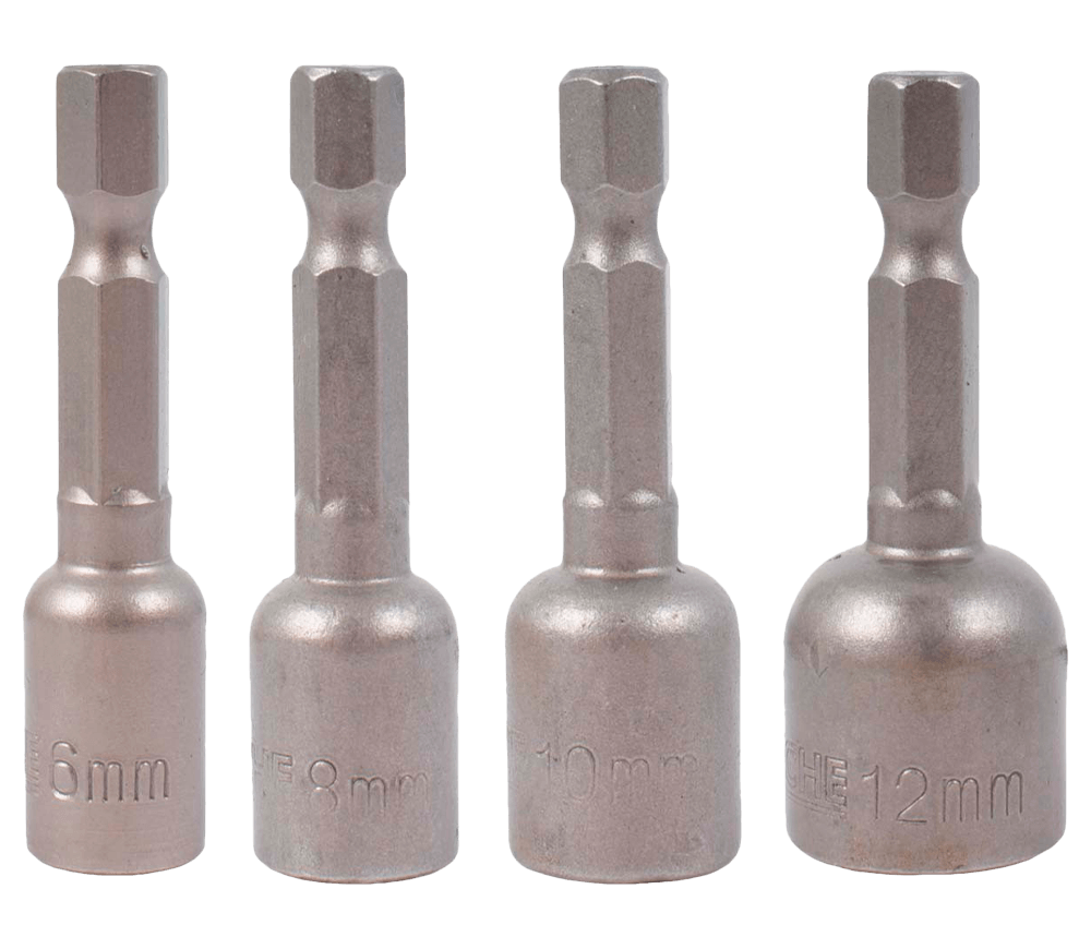 Set 4 biți cu cap tubular HOTECHE 251028 6/8/10/12 mm