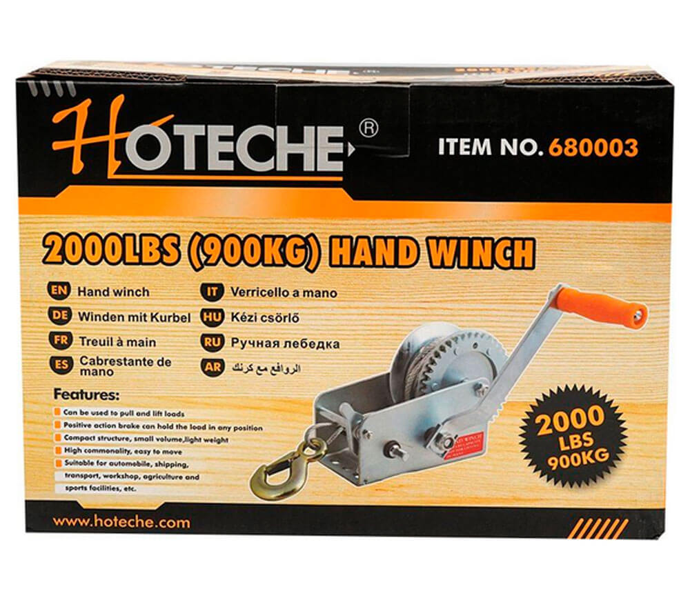 Ручная горизонтальная лебедка с храповым тормозом HOTECHE 680003 900kg 10м-5