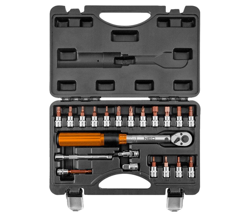 Set cheie dinamometrică + biți  NEO TOOLS 08-821 1/4" 5-25 Nm