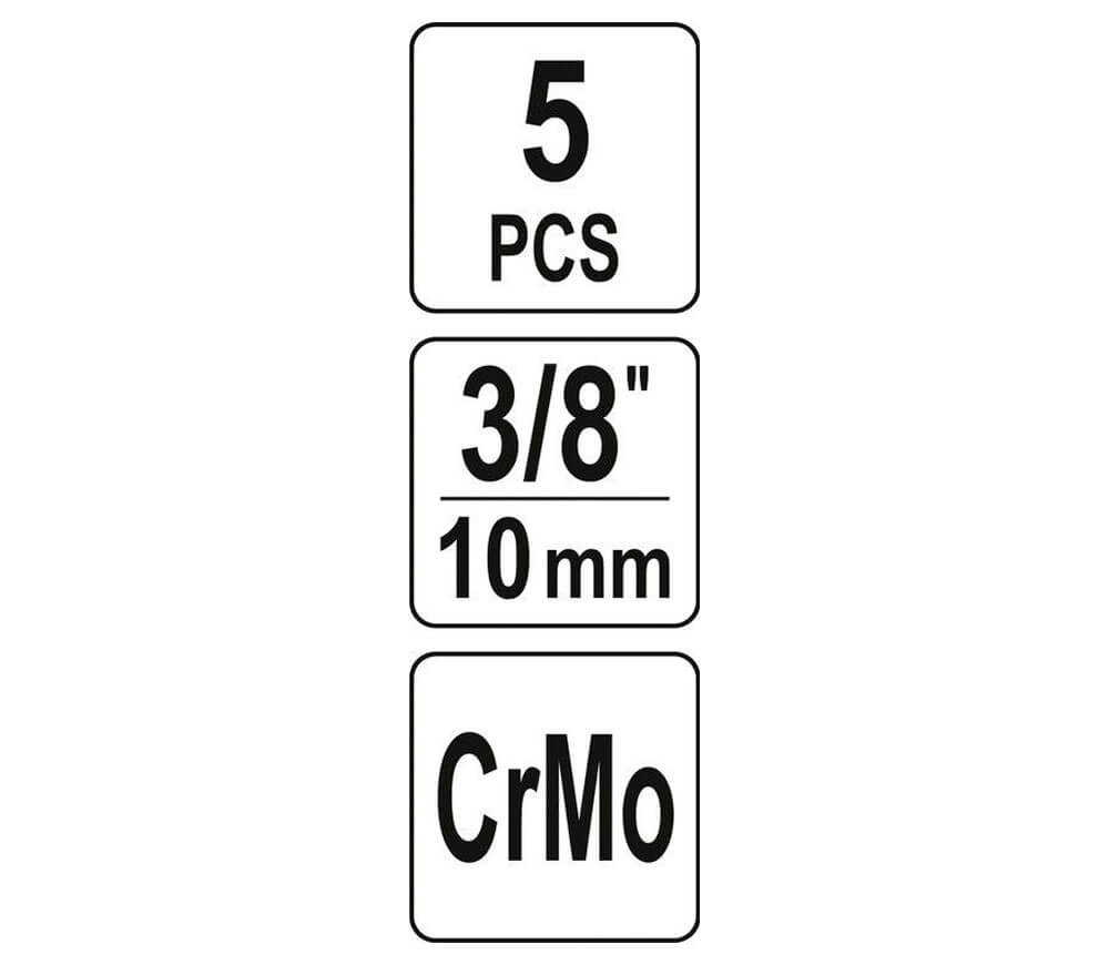 Set 5 extractoare șuruburi rupte YATO YT06038 10-16mm 3/8"-5