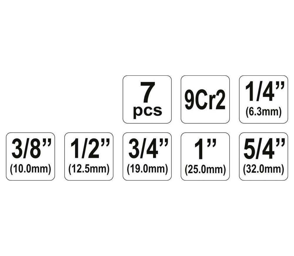 Set 7 filiere cu clichet YATO YT2900 1/4"-5/4"-4