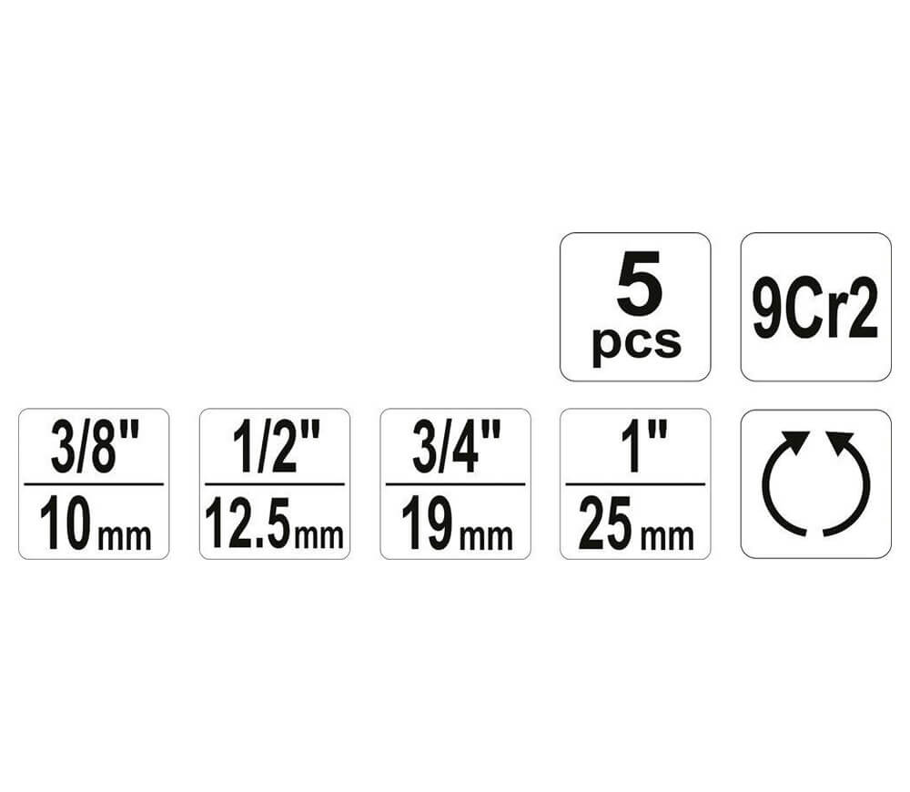 Set 5 filiere cu clichet YATO YT29001 3/4"-1"-5