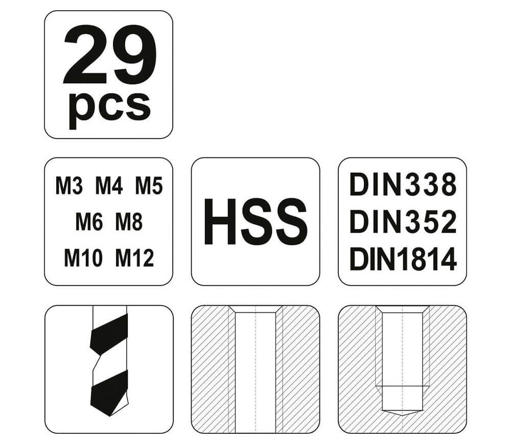 Set 29 extractoare și tarozi YATO YT2977 M3-M12-4