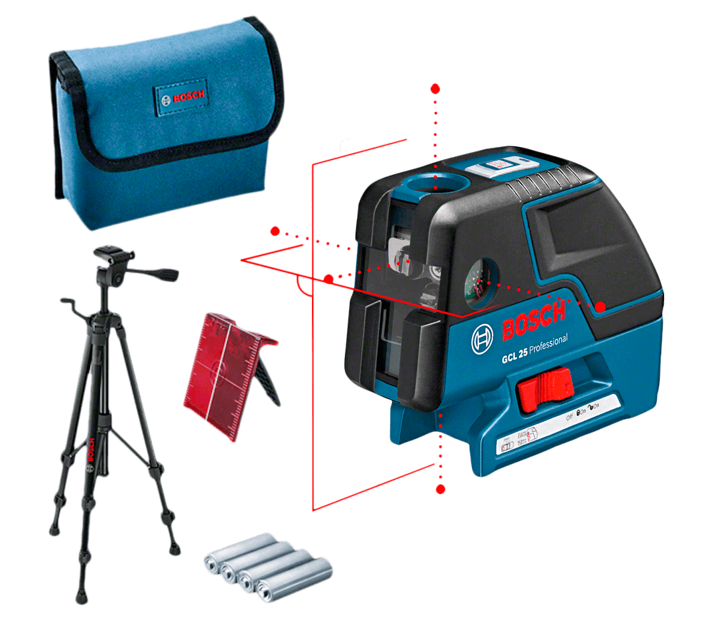 Nivelă cu laser BOSCH GCL 25 2fascicole/5puncte 30m
