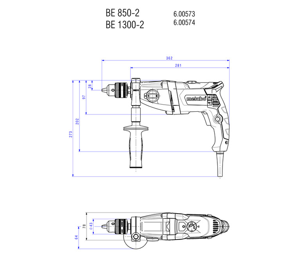 Mașină de găurit cu percutie METABO BEV 1300-2  1300w-8