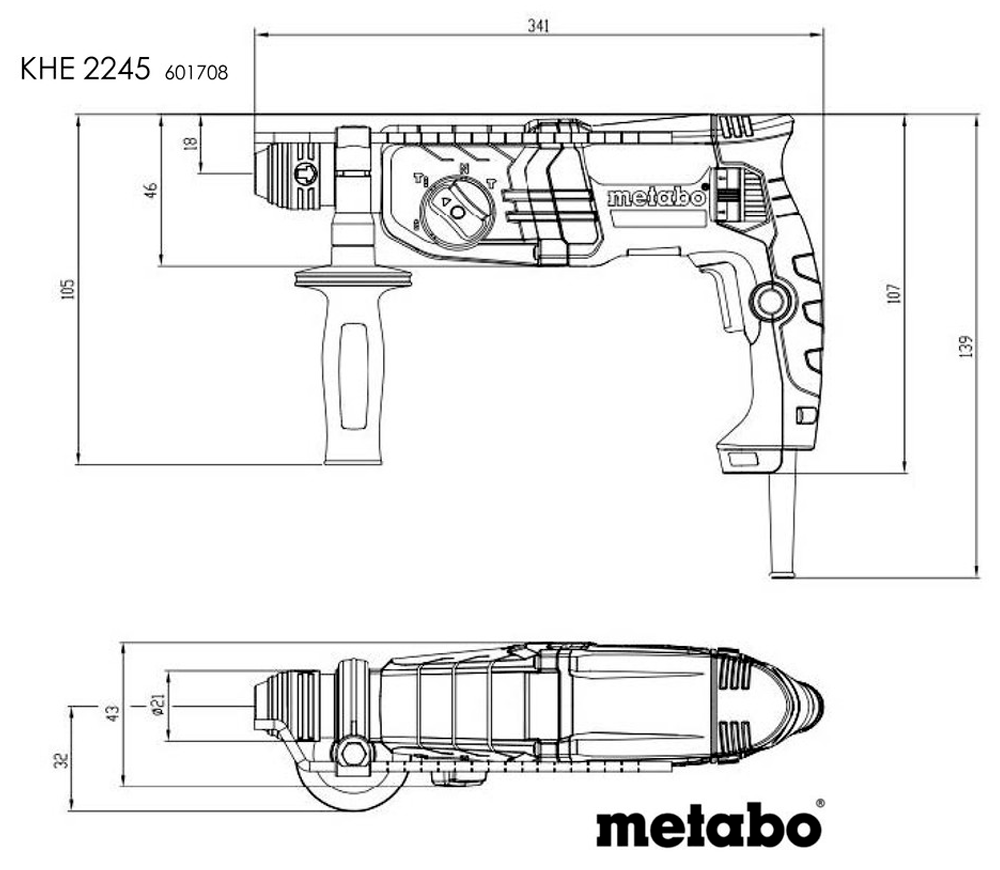 Перфоратор METABO KHE 2245 (601708500) 750вт SDS-Plus-8