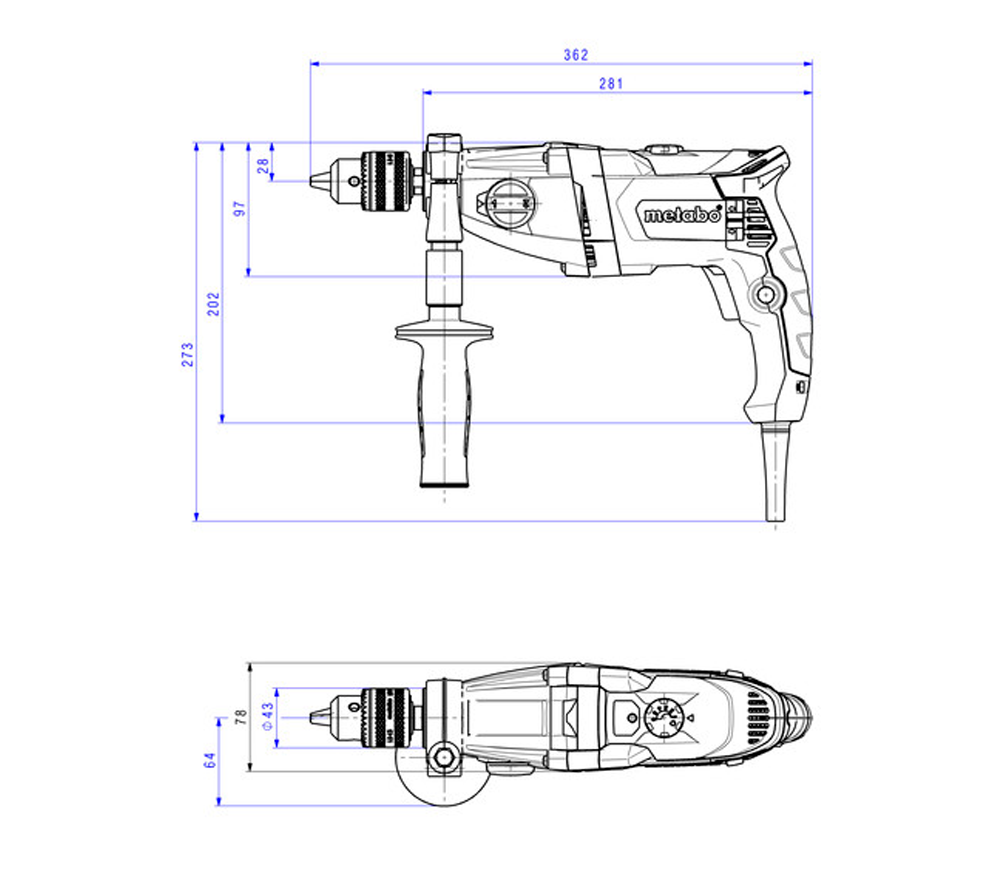 Дрель METABO BE 850-2  850вт-2