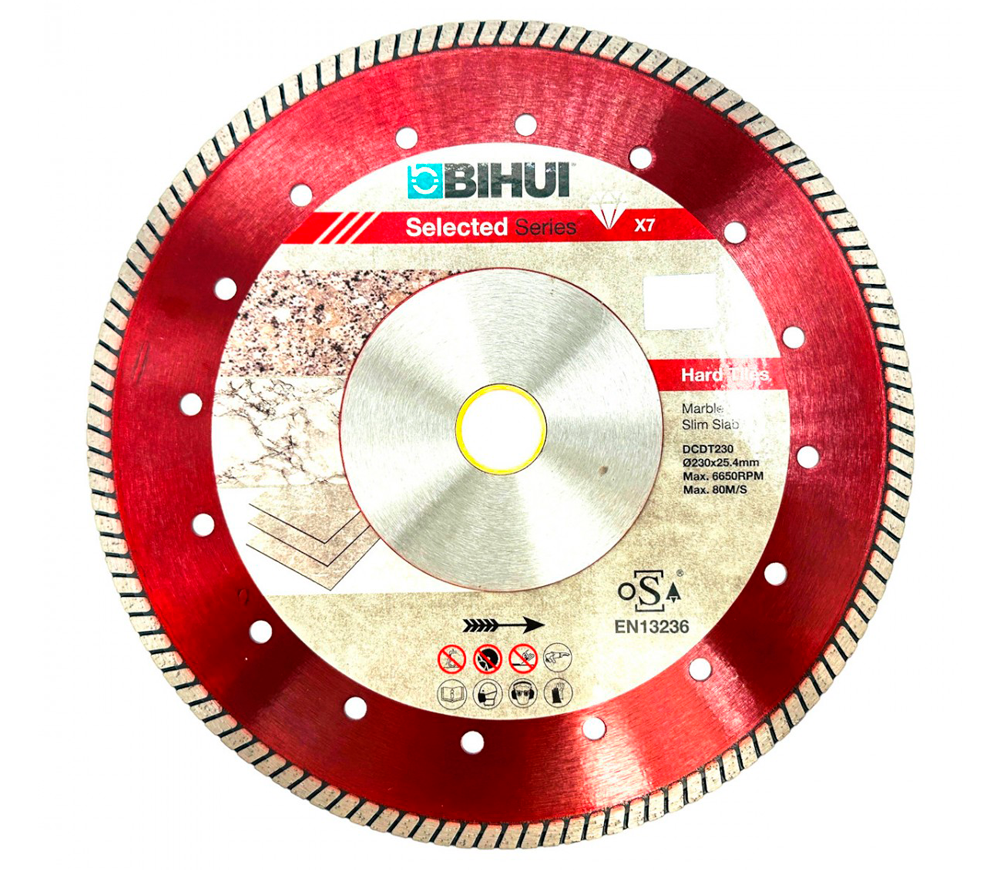Алмазный отрезной диск BIHUI DCDT230 230мм турбо Керамика/Мрамор/Гранит