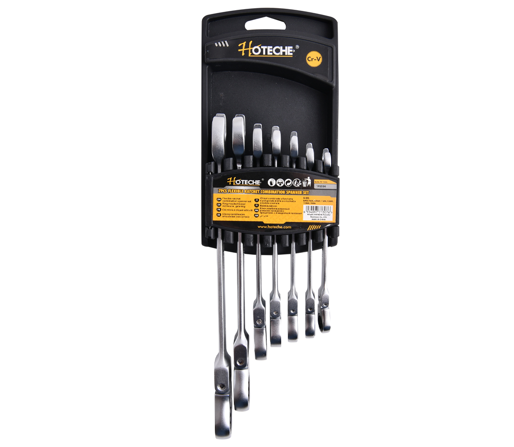 Set 7 chei combinate cu clichet și articulație HOTECHE 192504 8-19mm